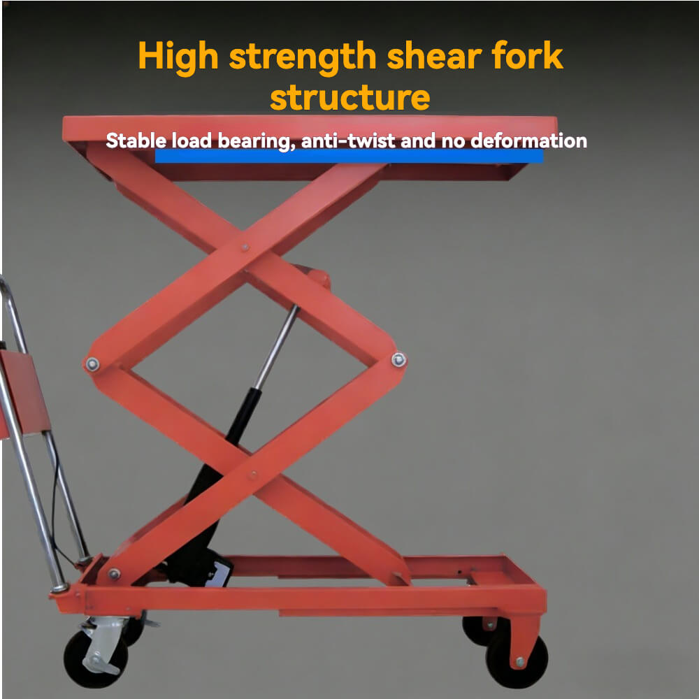 KINGRISE 200kg (440lb) Double Scissor Electric Lift Table | 1.3m (51") High Lift | Mobile Warehouse Scissor Lift Cart | Industrial Battery-Powered Workstation