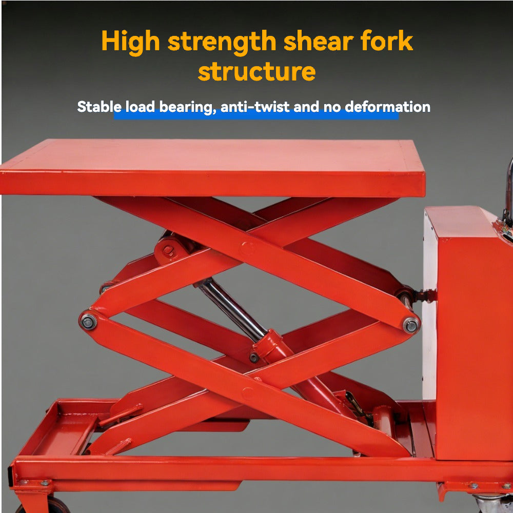 KINGRISE 350kg (770lb) Double Scissor Electric Hydraulic Lift Table | 1.3m (51") Max Height | Mobile Industrial Scissor Lift Cart | Heavy-Duty Warehouse & Workshop Workstation