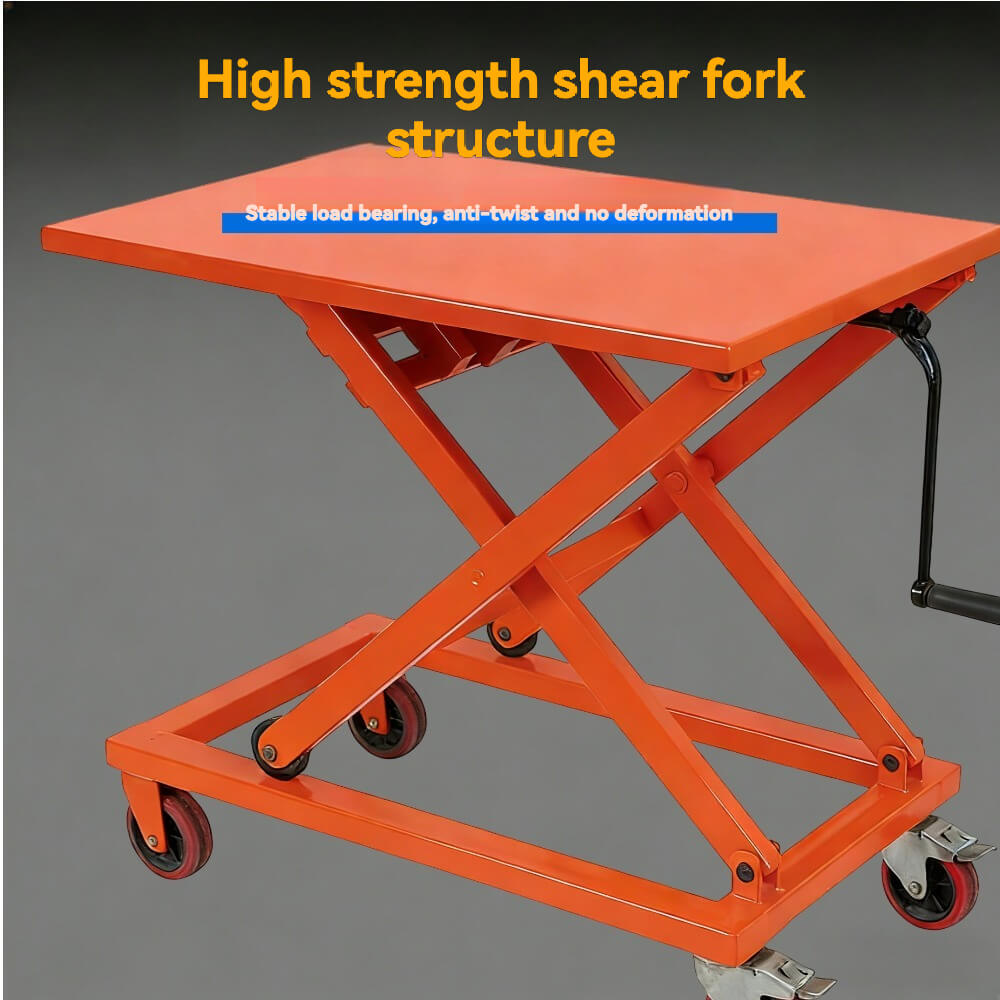TH Series Mobile Manual Lift Table | 330lb - 1100lb Capacity | 39" (1000mm) Max Lift Height | Manual Scissor Lift Cart for Industry & Lab