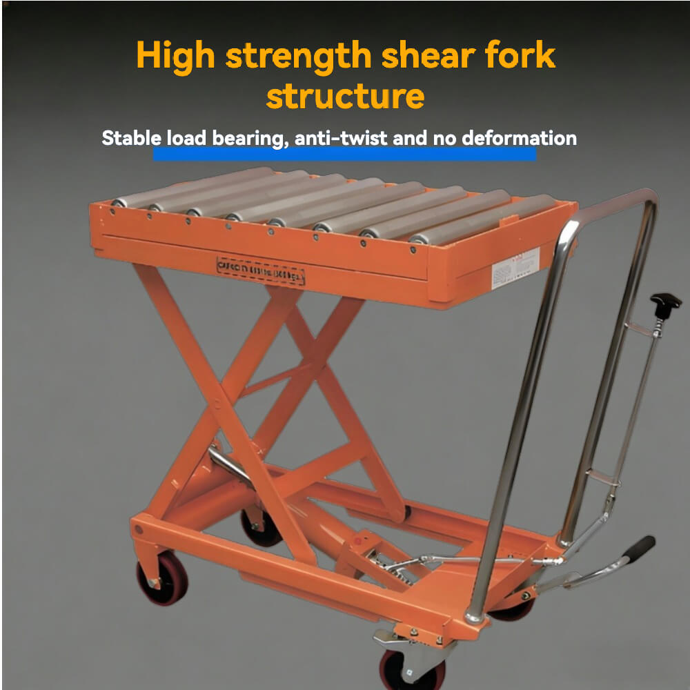 KINGRISE TF 30R/50R Roller Top Manual Hydraulic Lift Table | 660lb/1100lb Capacity | Conveyor Docking Scissor Lift Cart | Heavy-Duty Mold Handling Platform