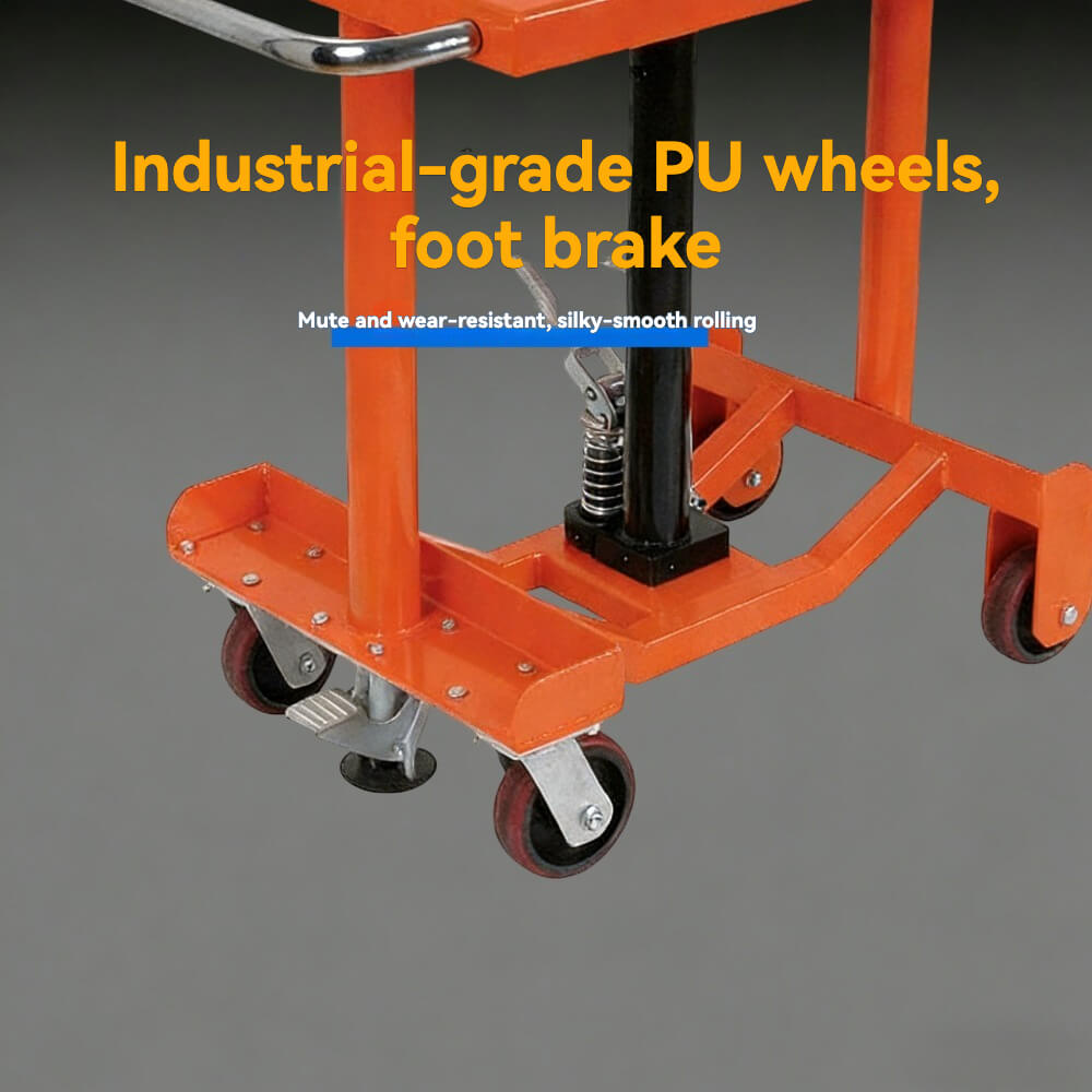 KINGRISE PT Series Heavy Duty Hydraulic Post Lift Table | 1000lb (455kg) Capacity | Foot Pump Manual Post Lifter | Mobile Adjustable Height Workstation