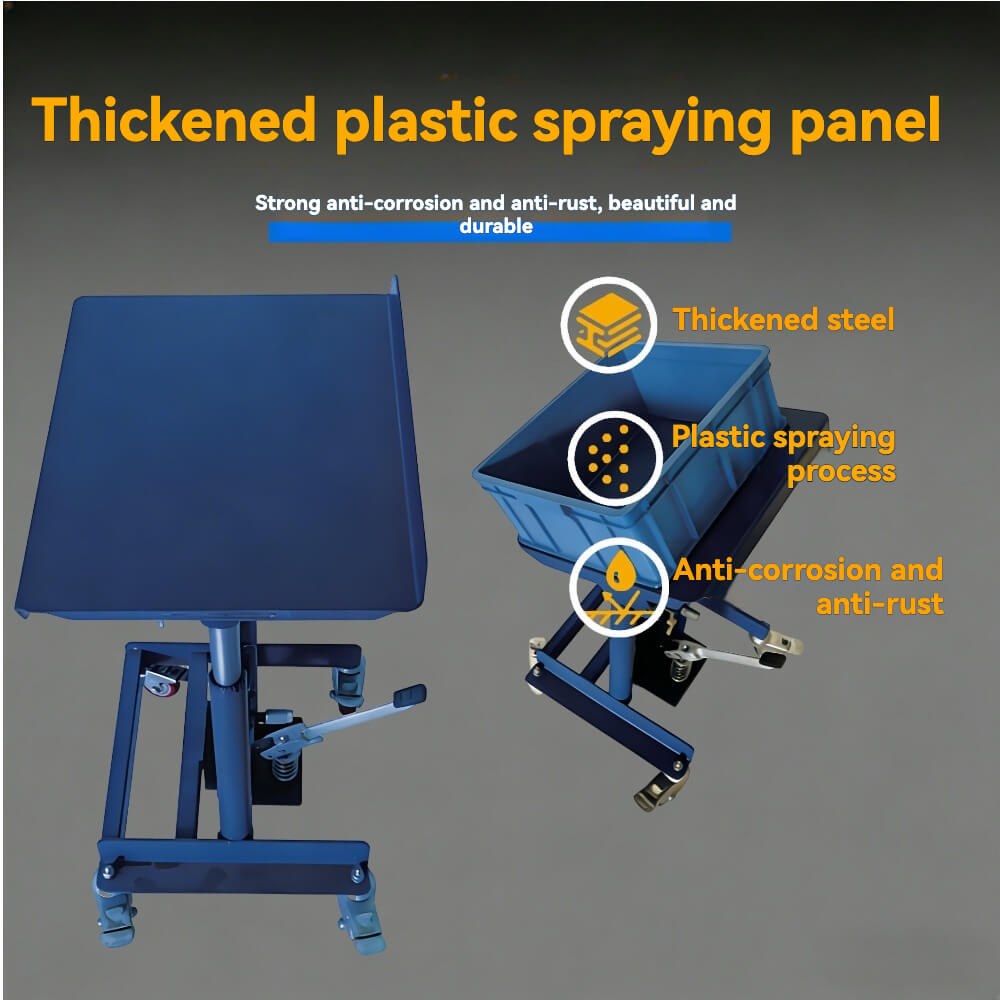 KINGRISE 150kg Tilting Platform Manual Hydraulic Lift Table | 330lb Capacity Ergonomic Workstation | Mobile Adjustable Angle Tote Handler | Parts Picking Assistant