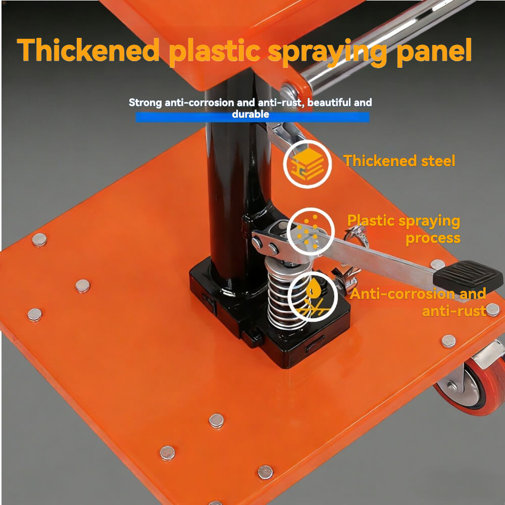PT-02-1616 便携式手动液压升降台 | 承重 100 公斤 (220 磅) | 16 英寸 x 16 英寸工作平台 | 轻便移动式升降车