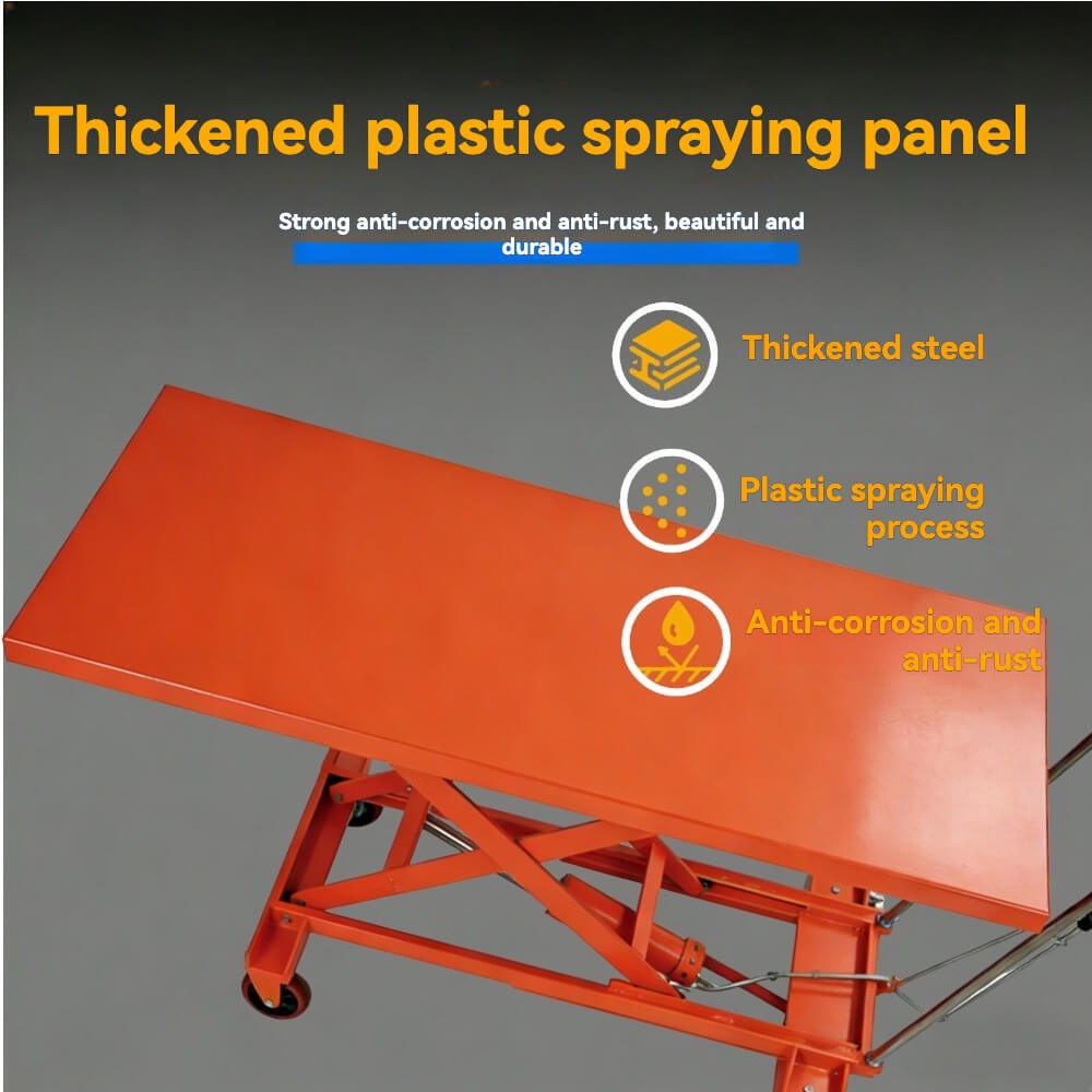 KINGRISE TF 50B Large Platform Manual Hydraulic Lift Table | 1100lb (500kg) Capacity | 63" Extra-Long Scissor Lift Cart | Industrial Heavy-Duty Material Handler