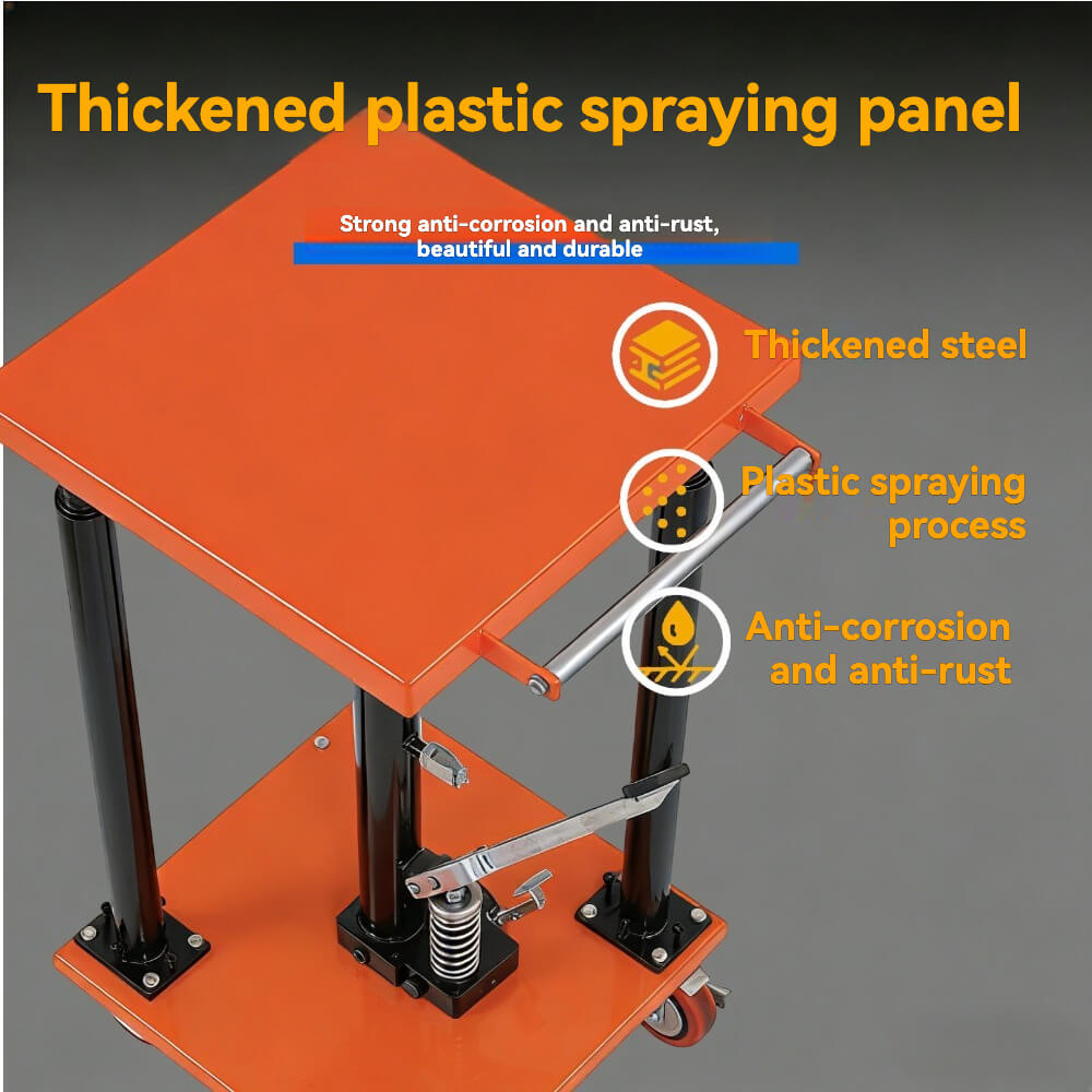 PT-05-1818 Portable Manual Hydraulic Lift Table | 550lb Capacity | 18" x 18" Work Platform | Adjustable Height Mobile Work Cart