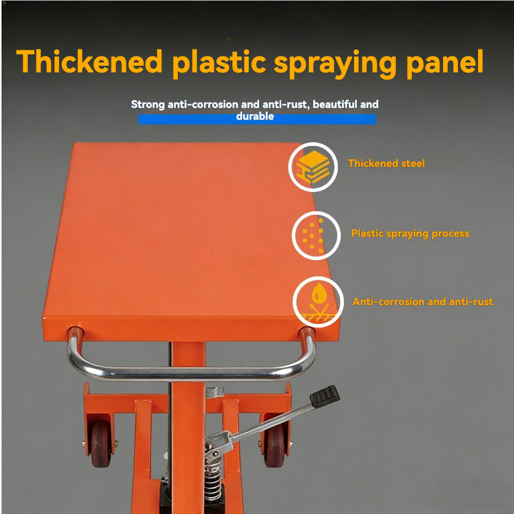 KINGRISE PT Series Heavy Duty Hydraulic Post Lift Table | 1000lb (455kg) Capacity | Foot Pump Manual Post Lifter | Mobile Adjustable Height Workstation