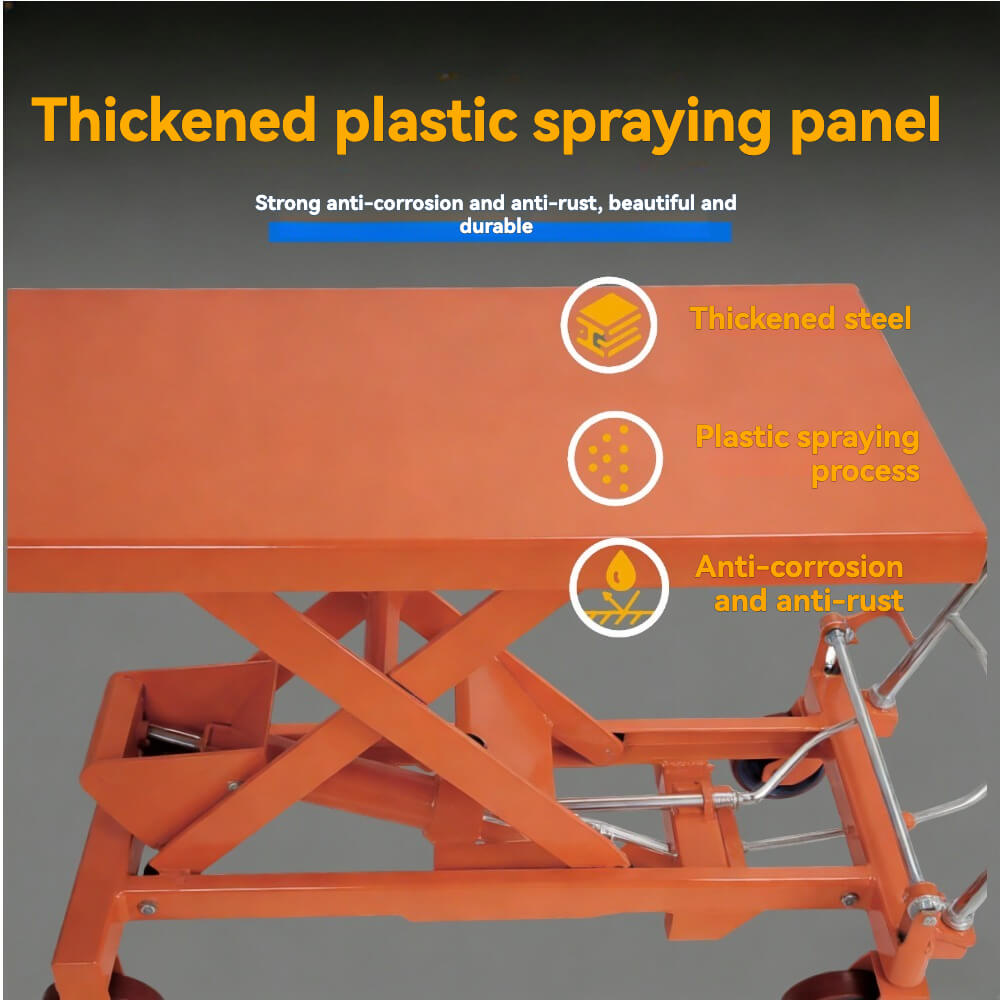 KINGRISE TF 75/100 Heavy Duty Manual Hydraulic Lift Table | 1650lb/2200lb (1 Ton) Capacity | 39.4" (1000mm) Max Lift Height | Industrial Scissor Lift Cart