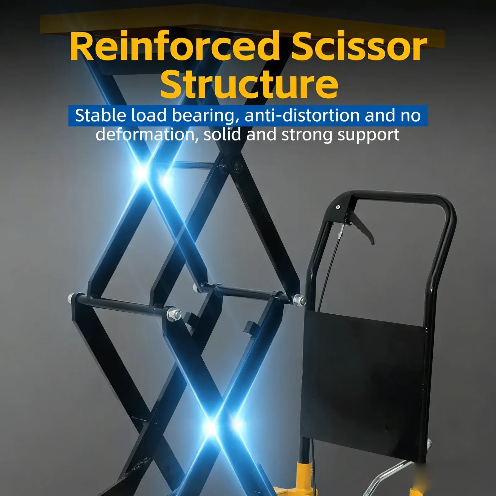 KINGRISE hydraulic lifting mechanism and frame detail for warehouse and industrial material handling