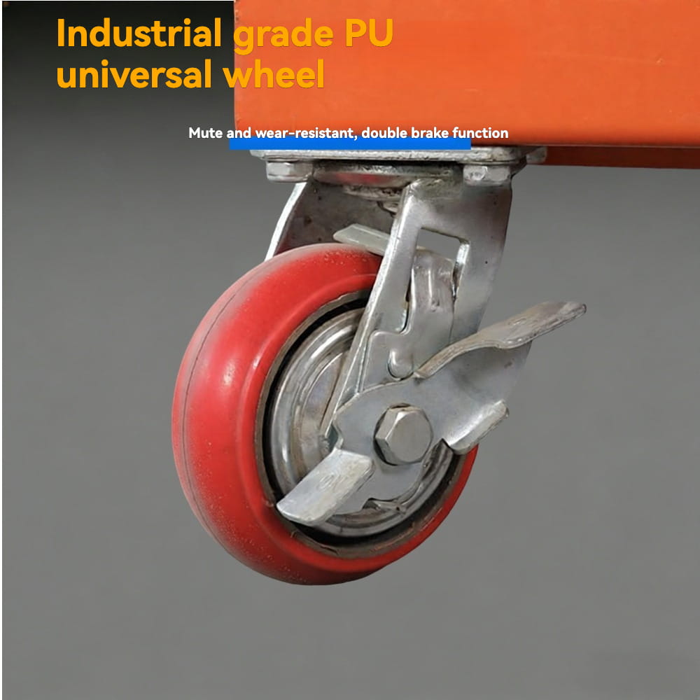 KINGRISE heavy duty wear-resistant durable caster wheel detail for Heavy Duty Electric Hydraulic Lift Table ETF100D warehouse factory industrial cargo lifting equipment