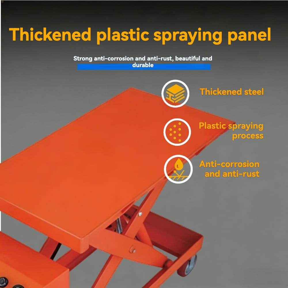 KINGRISE thickened wear‑resistant plastic spraying panel detail for Heavy Duty Electric Hydraulic Lift Table ETF100D warehouse factory industrial cargo lifting equipment