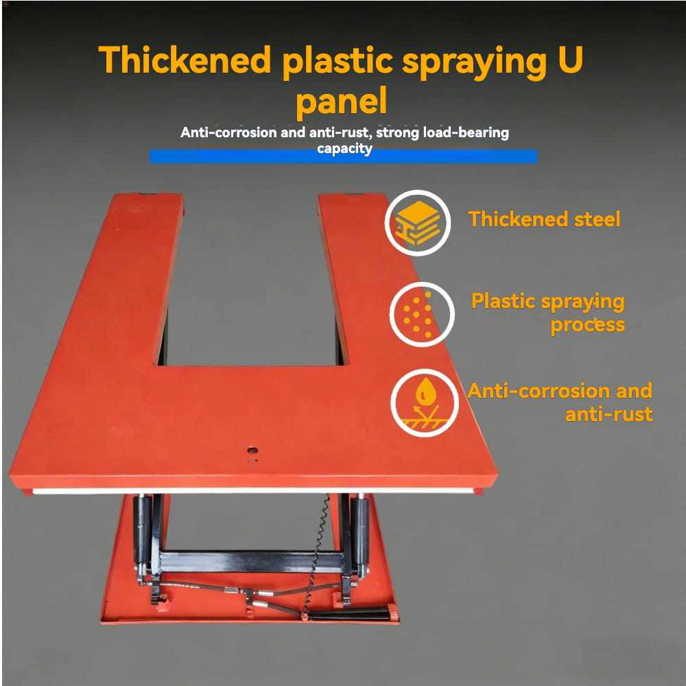 KINGRISE thickened wear‑resistant plastic spraying panel detail for U-Shaped Electric Lift Table ETU1000 ETU1001 ETU1500 ETU1501 warehouse factory industrial cargo lifting equipment