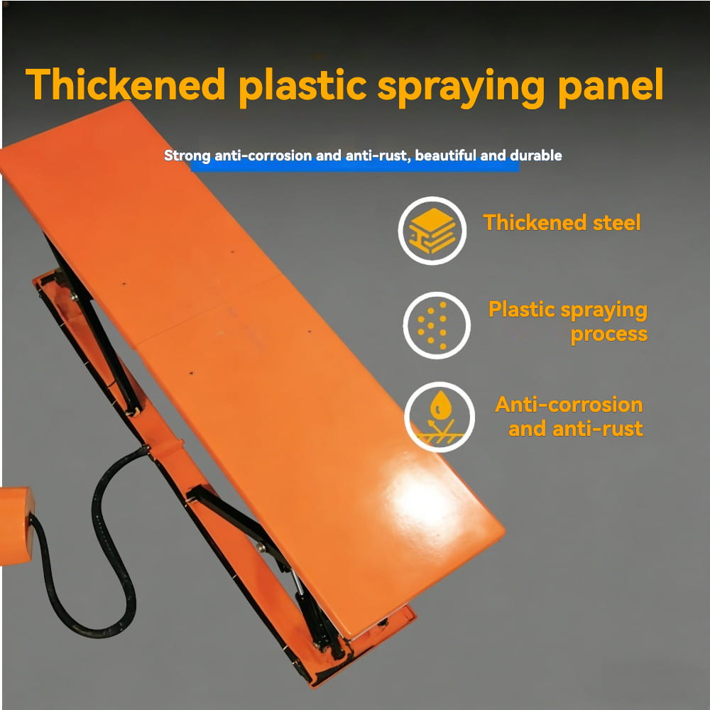 KINGRISE thickened wear‑resistant plastic spraying panel detail for Low Profile Electric Lift Table Long Platform Double Scissor ETYY1501 ETYY3001 warehouse factory industrial cargo lifting equipment