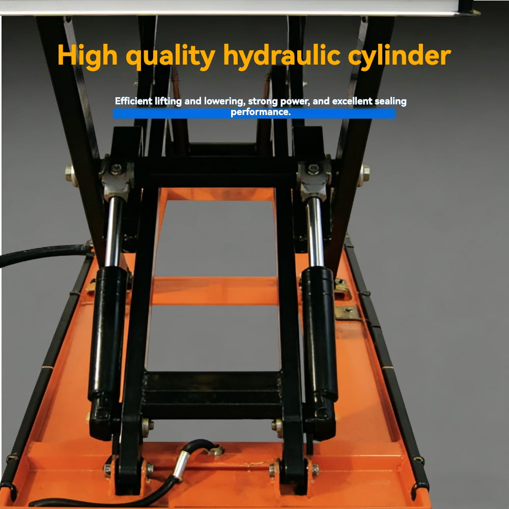 KINGRISE high quality heavy duty hydraulic cylinder detail for Low Profile Electric Lift Table Long Platform Double Scissor ETYY1501 ETYY3001 warehouse factory industrial cargo lifting equipment