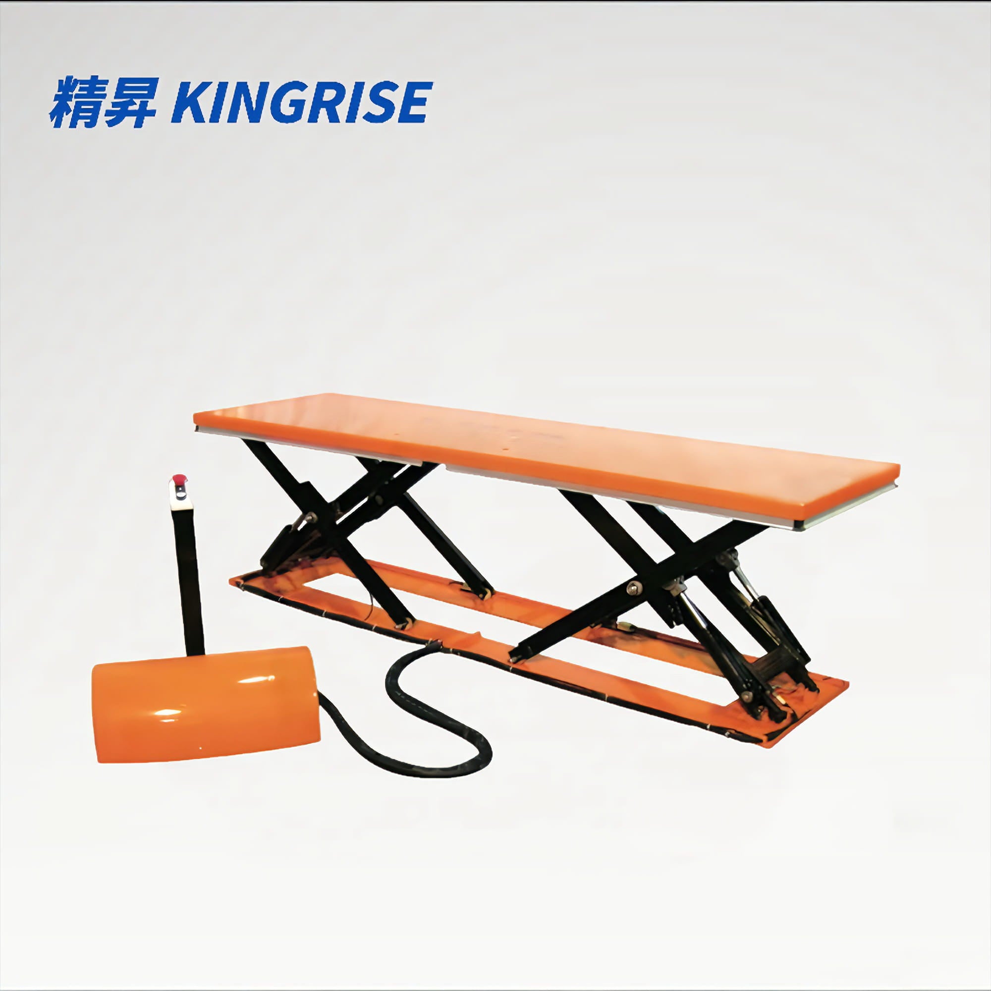 KINGRISE Low Profile Electric Lift Table Long Platform Double Scissor ETYY1501 ETYY3001 main product image for warehouse factory industrial cargo lifting equipment