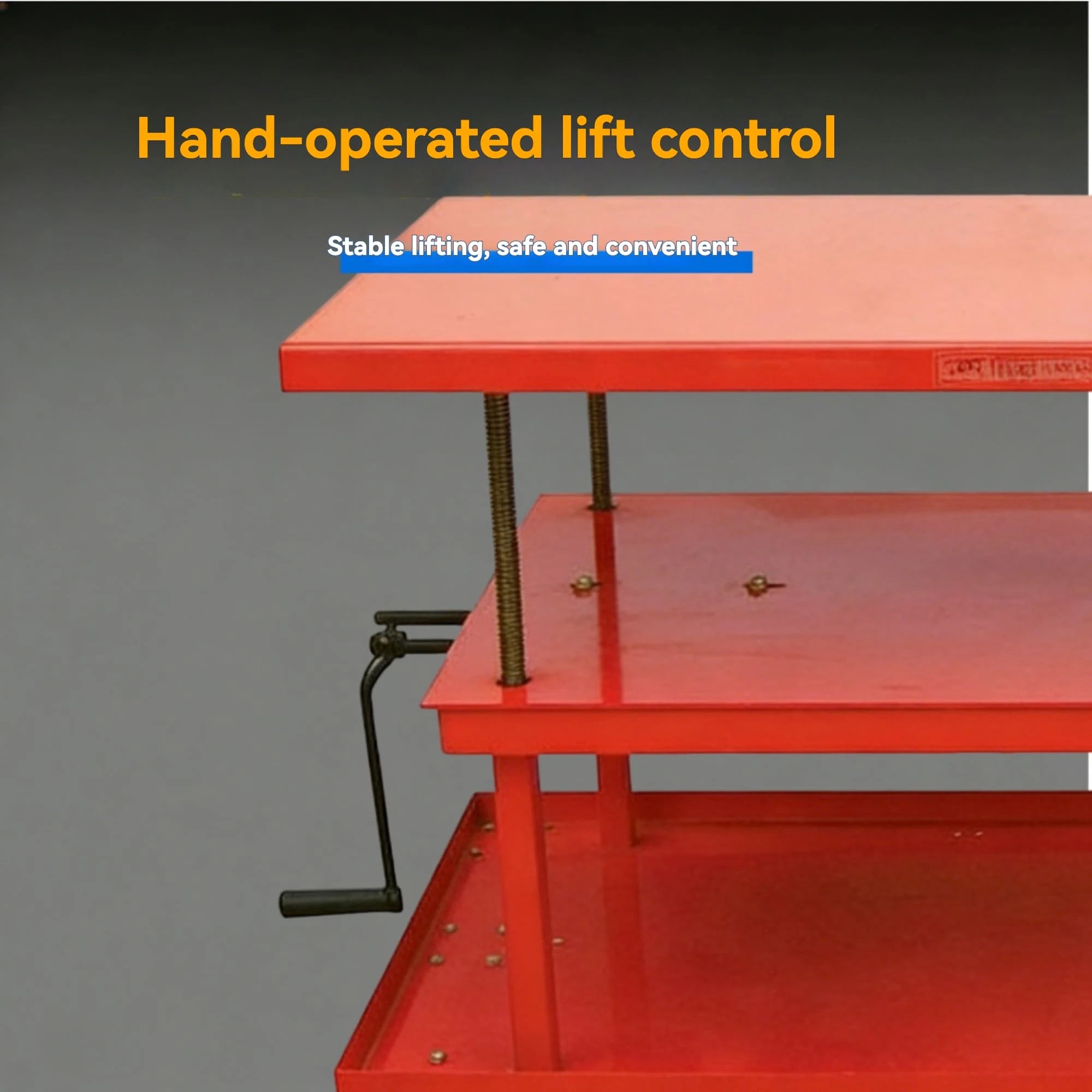 KINGRISE easy‑to‑operate safe control handle detail for Series 1 Ton Double Deck Lift Table Cart MT2436MT2442_MT3042_MT3048