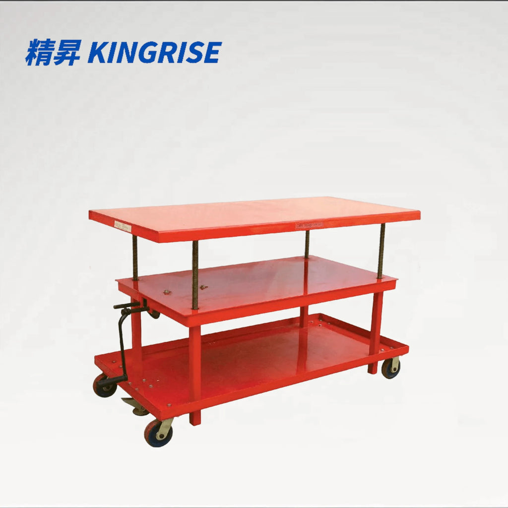 KINGRISE Series 1 Ton Double Deck Lift Table Cart MT2436MT2442_MT3042_MT3048 for warehouse