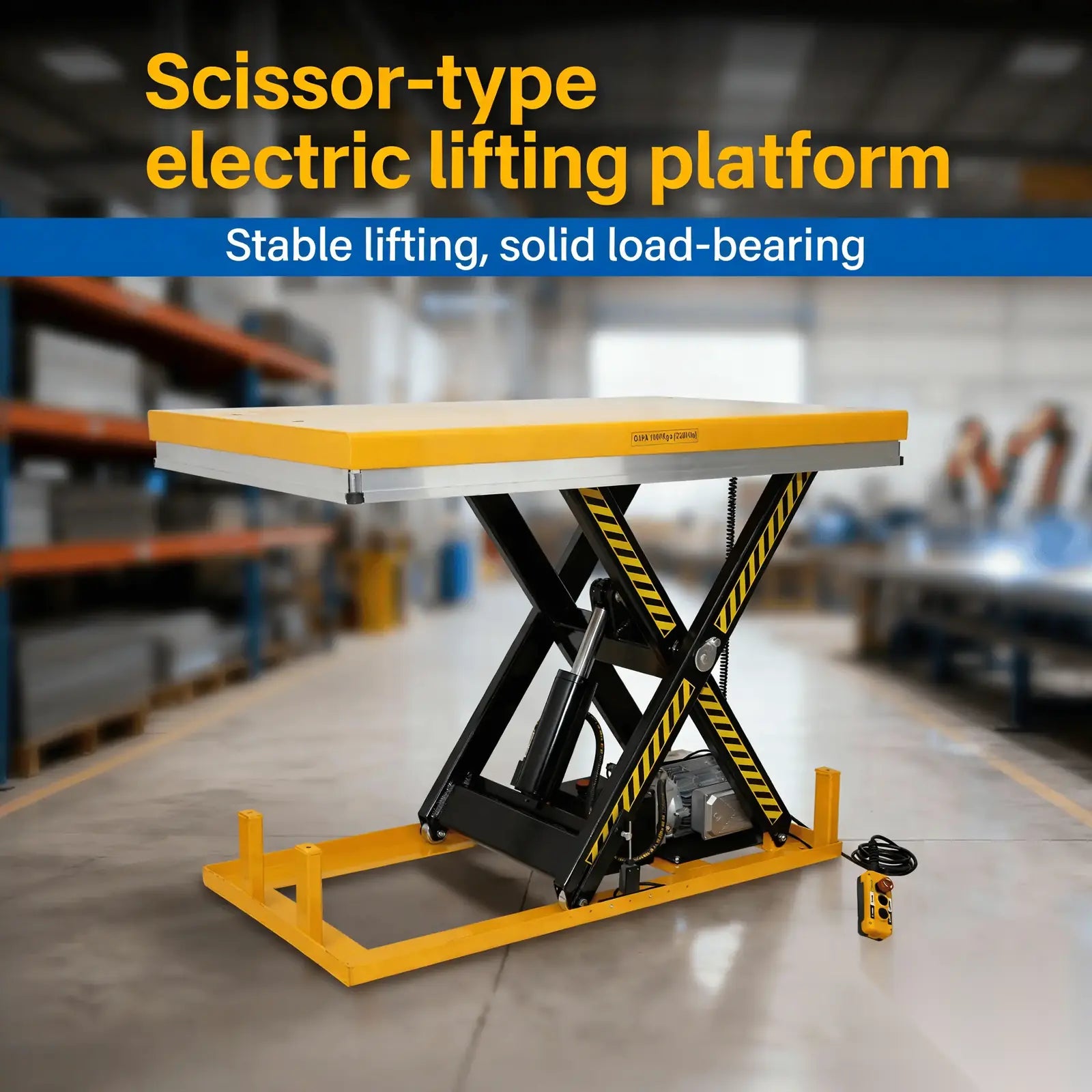 KINGRISE 电动平台单剪 platform and scissor structure detail for warehouse and industrial material handling