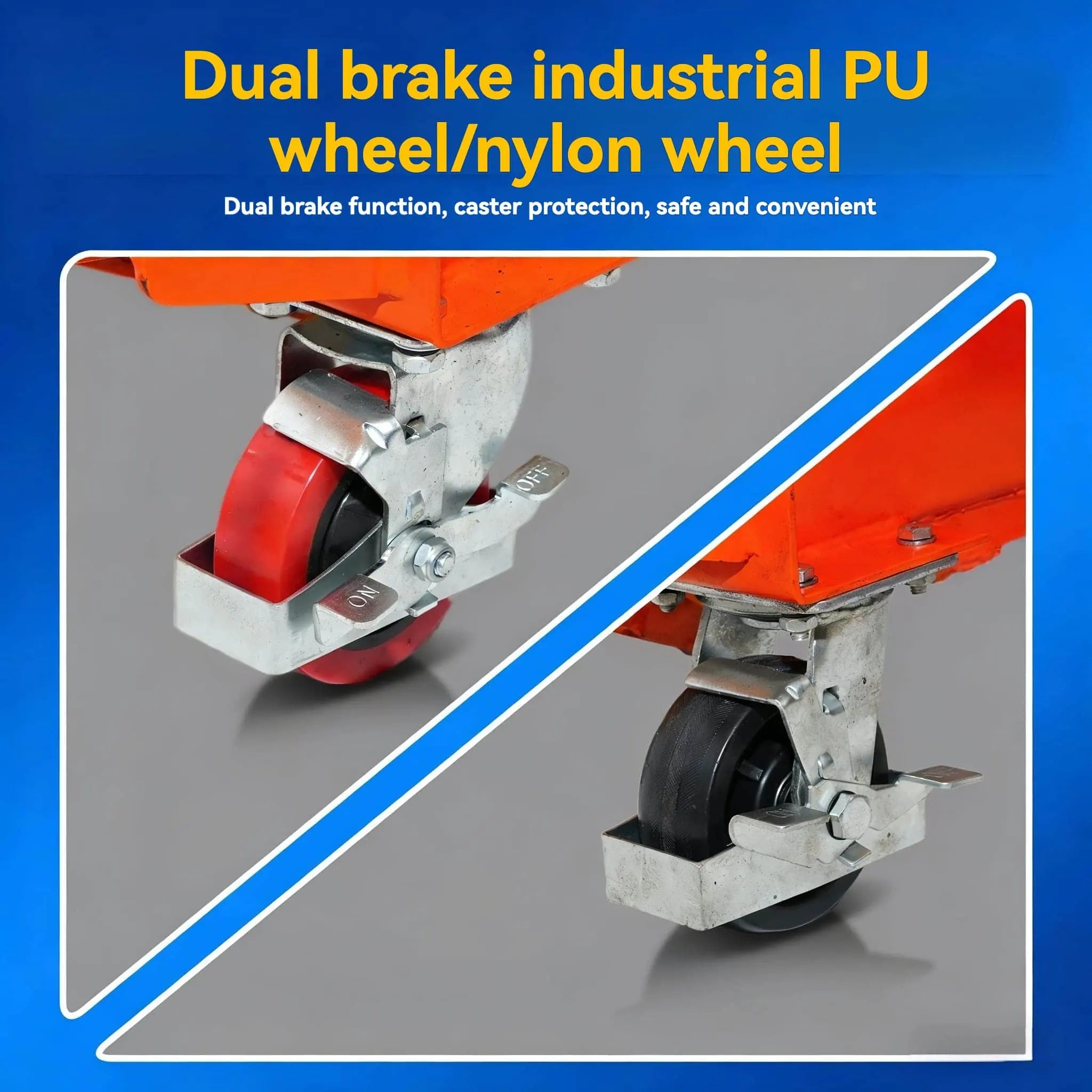 Durable wear-resistant caster wheel | KINGRISE Manual Hydraulic Lift Table TF 15/15A