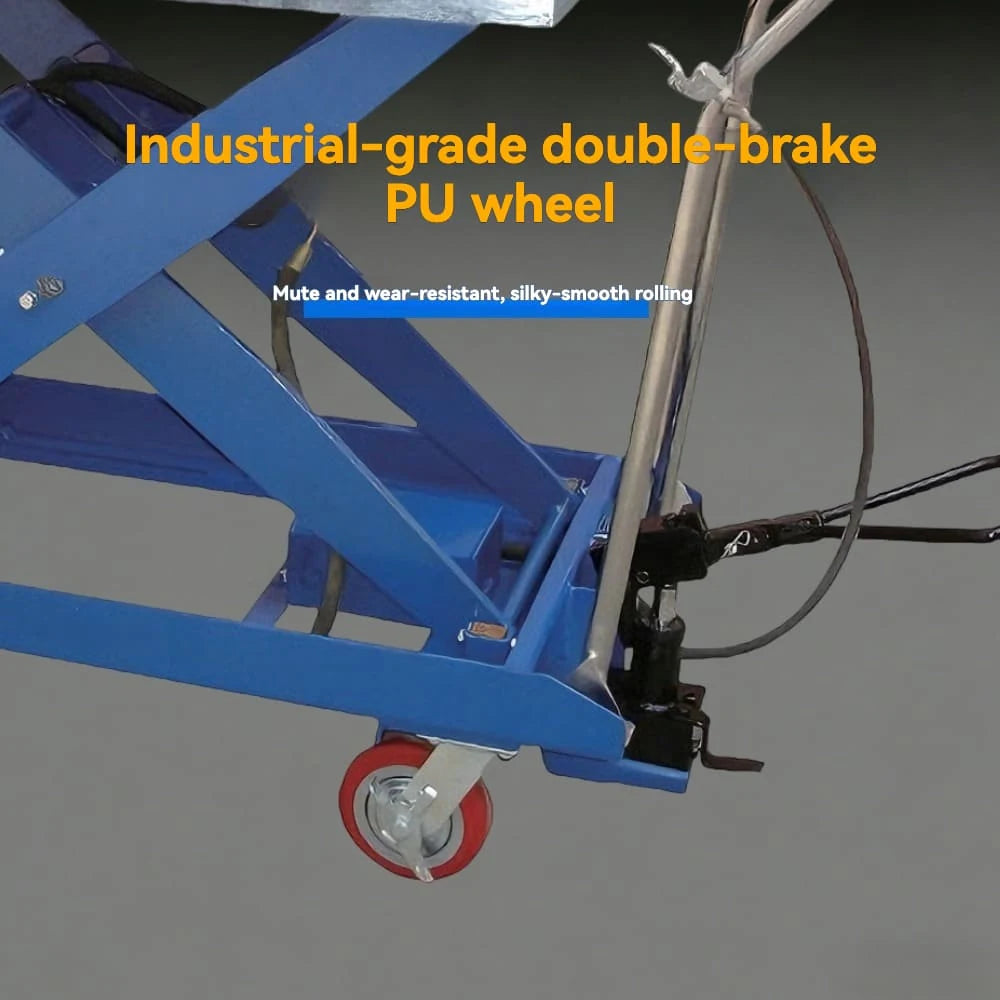 KINGRISE heavy duty wear-resistant durable caster wheel detail for Heavy Duty Pneumatic Hydraulic Lift Table TFY-100D