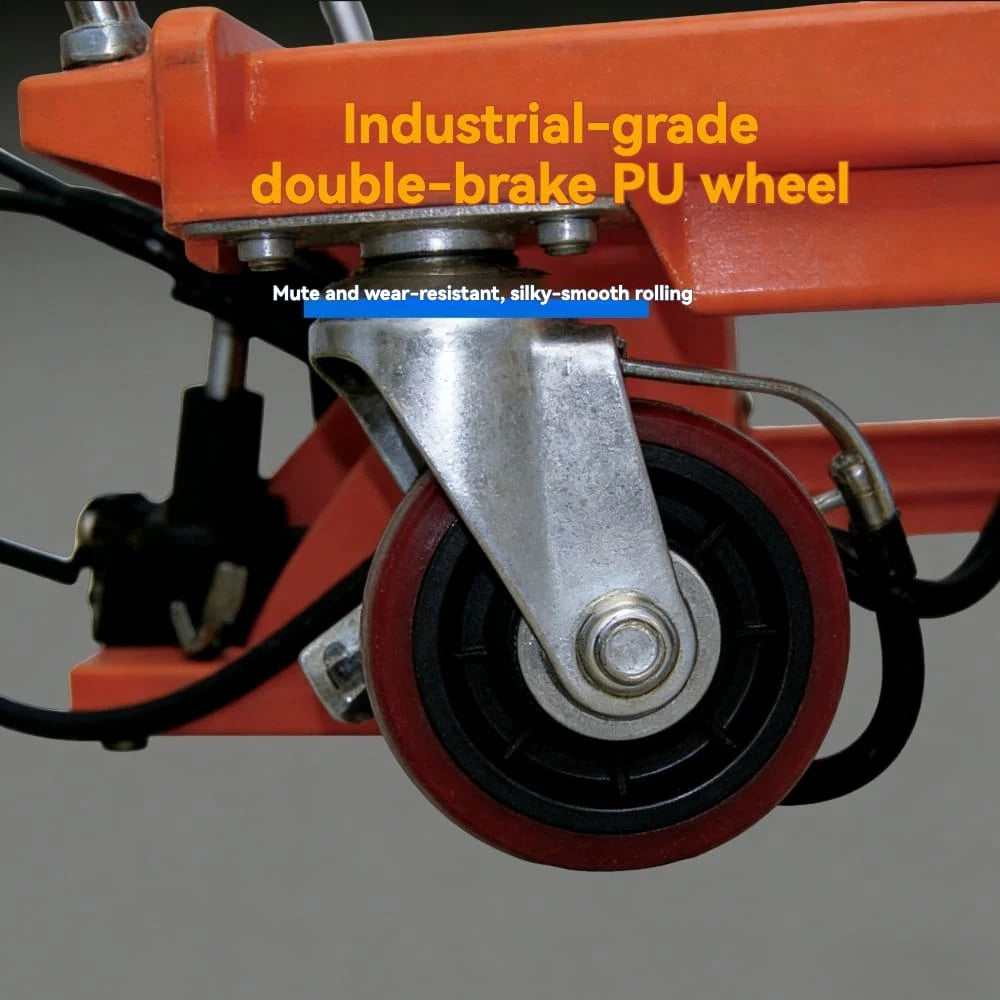 Durable wear-resistant caster wheel | KINGRISE High Lift Pneumatic Scissor Lift Table TFY-35