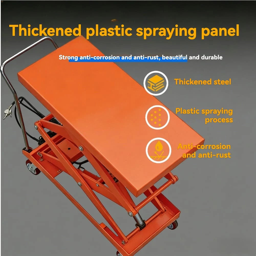 KINGRISE thickened wear‑resistant plastic spraying panel detail for Extra High Lift Hydraulic Table Cart TFY-75SD